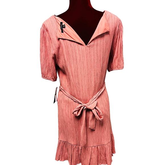 CITY STUDIO sz L pink textured short bubble sleeves mini dress NWT B37 - Picture 2 of 8